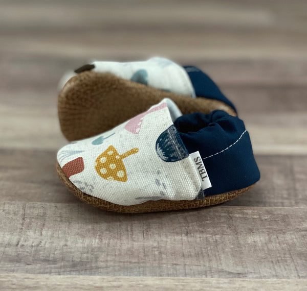 Navy Mushroom Moccasins