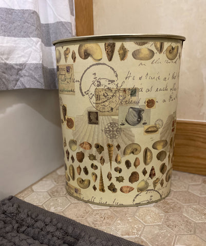 Vintage Shells Artisan Wastebasket