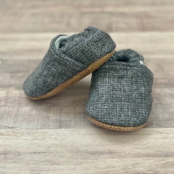 Burlap Black Textured Moccasins