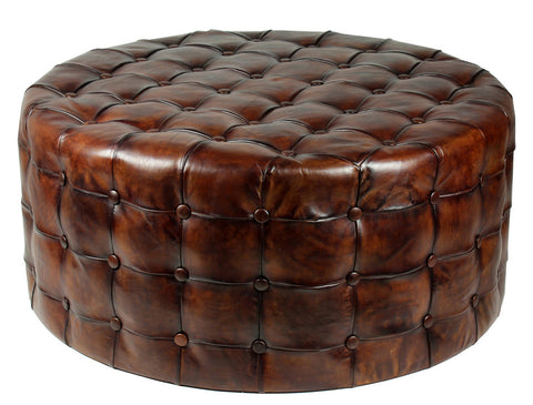 Leather Tufted Ottoman