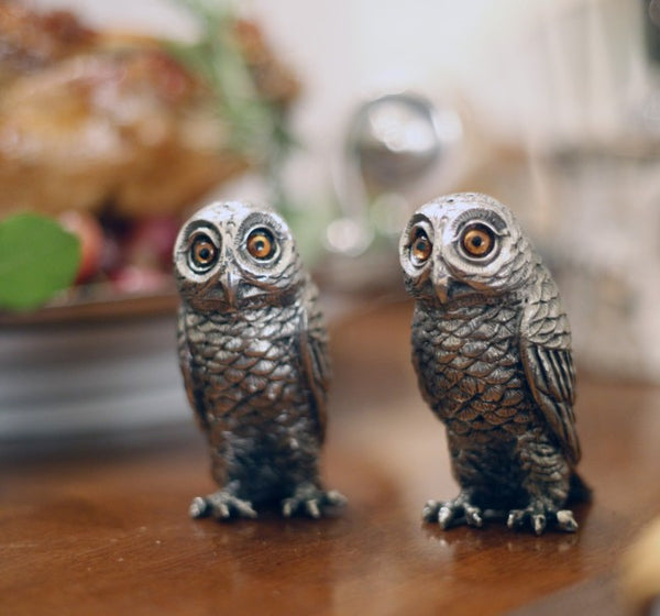 Pewter Owls Salt & Pepper Set