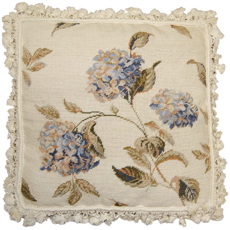 Hydrangea Needlepoint Pillow